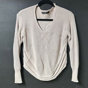 White Fox Boutique Beige V-Neck Sweater